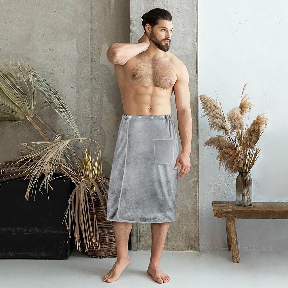 Men's Microfiber  Wearable Bath Towel Wrap