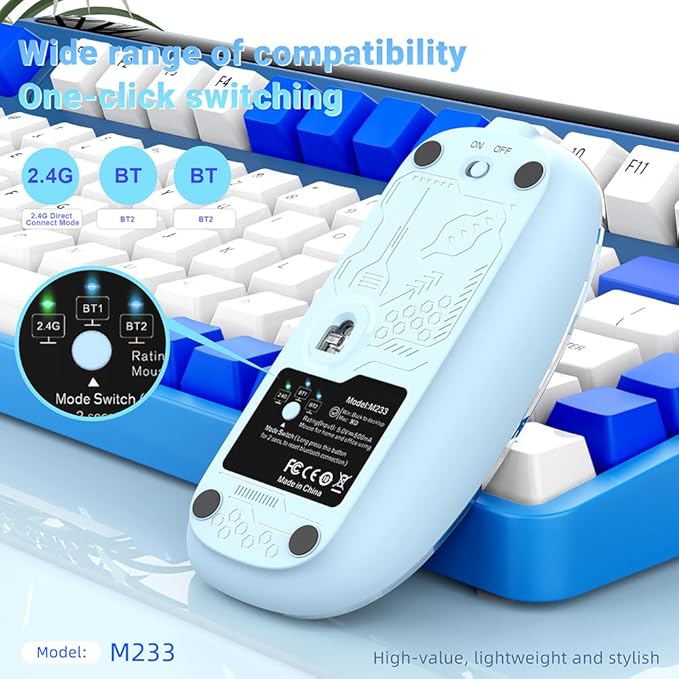 Transparent Mouse Rechargeable Mouse High-end 1600 Moving Speed Adjustable Silent Switch Type-C One-Key for Desktop
