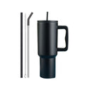 1200ml Tumbler Black With Steel Straw