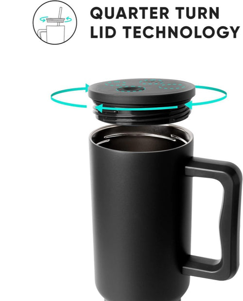 1200ml Tumbler Black With Steel Straw
