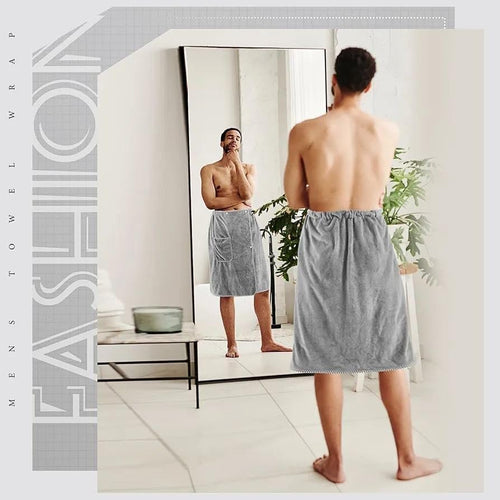 Men's Microfiber  Wearable Bath Towel Wrap