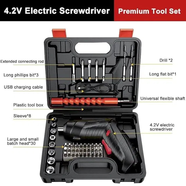 Metal Electric Screwdriver with 47 pcs Screwdriver Bit Set